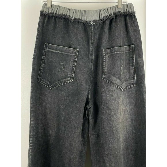 YESNO PW2 Women Cropped Pants Floral Jeans Embroidered Wide Size 3XL, NWT - Picture 8 of 11